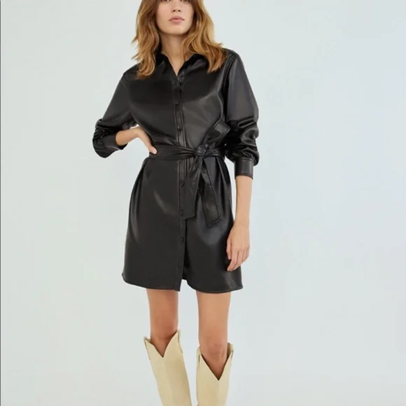 Wilfred Caroline Vegan Leather Shirt Dress - Picture 1 of 4